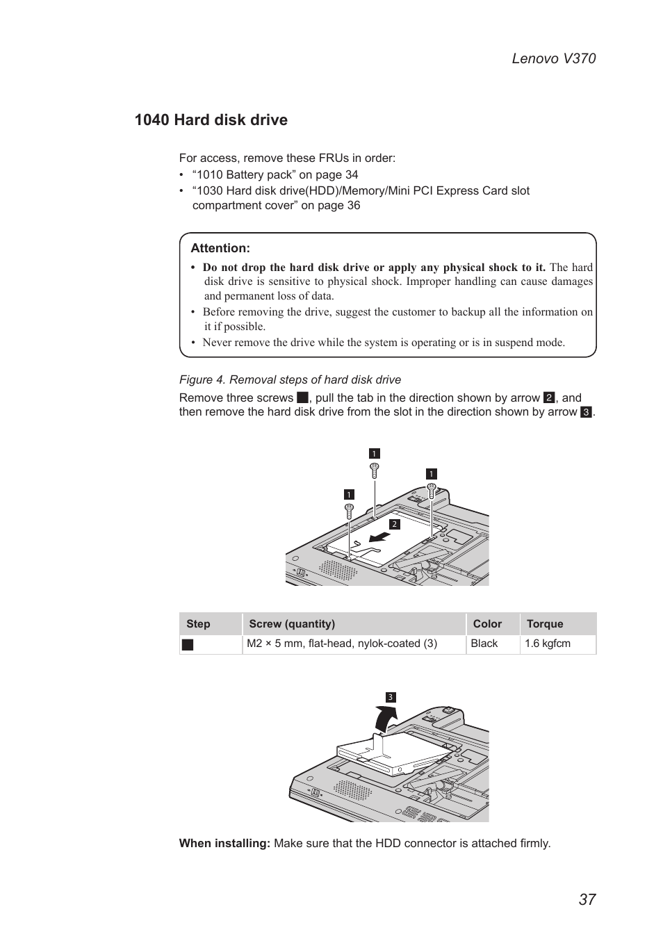 1040 hard disk drive | Lenovo V370 Notebook User Manual | Page 41 / 87