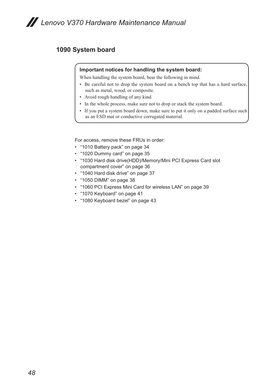 1090 system board, Lenovo v370 hardware maintenance manual | Lenovo V370 Notebook User Manual | Page 52 / 87