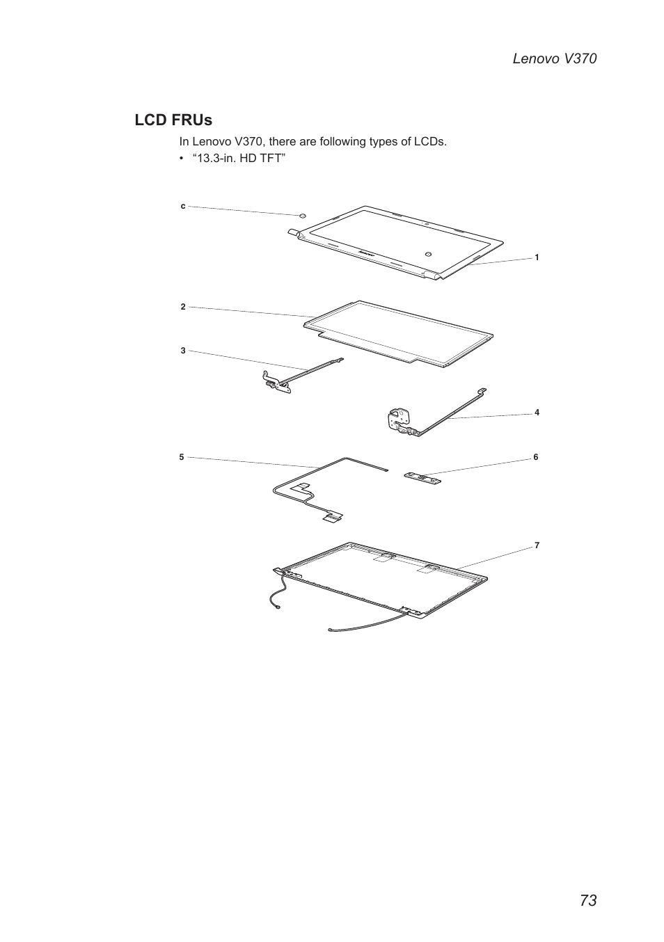 Lcd frus, Lenovo v370 | Lenovo V370 Notebook User Manual | Page 77 / 87