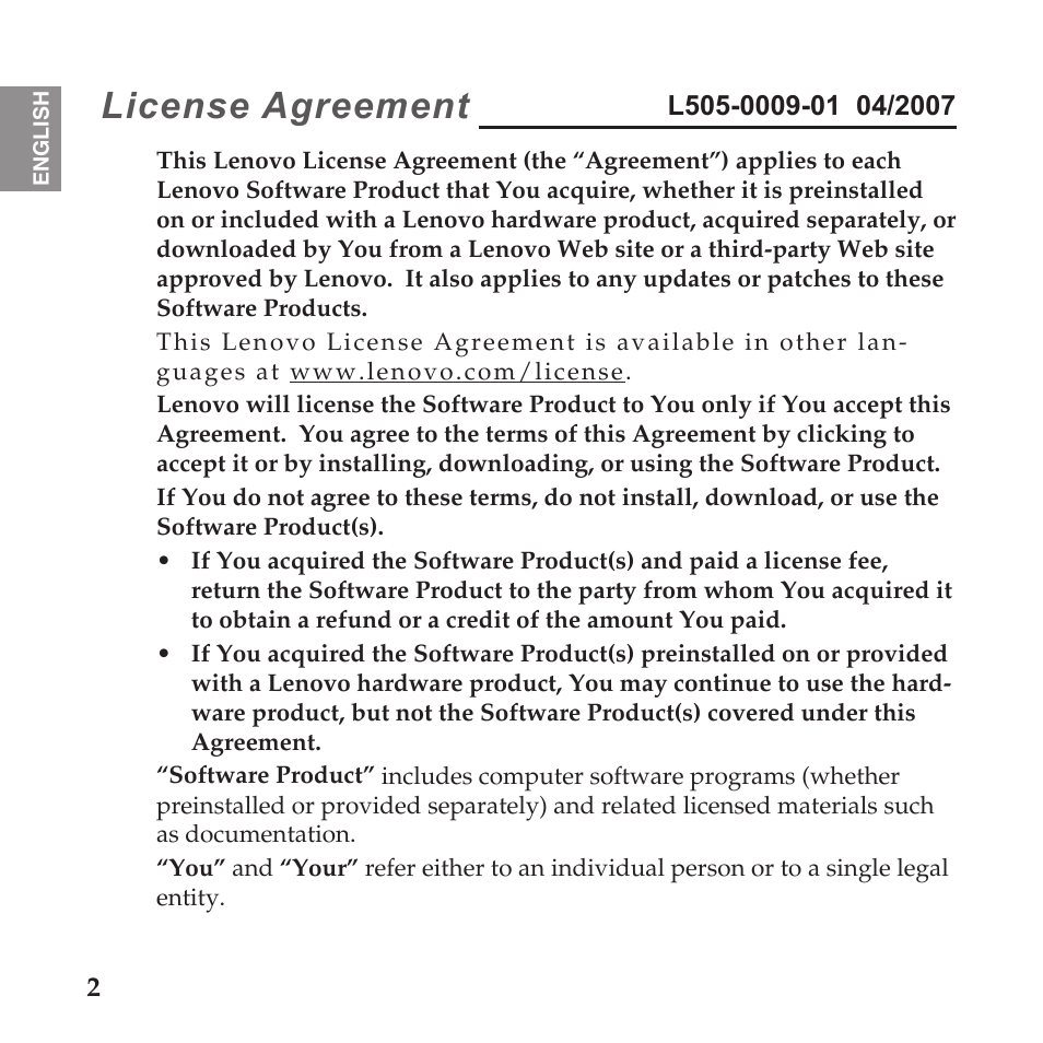 License agreement, License.agreement | Lenovo IdeaPad U110 User Manual | Page 6 / 60