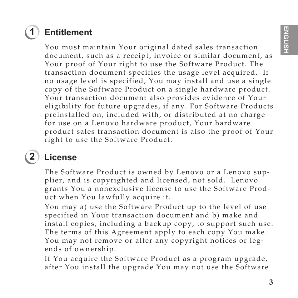 Entitlement, License | Lenovo IdeaPad U110 User Manual | Page 7 / 60