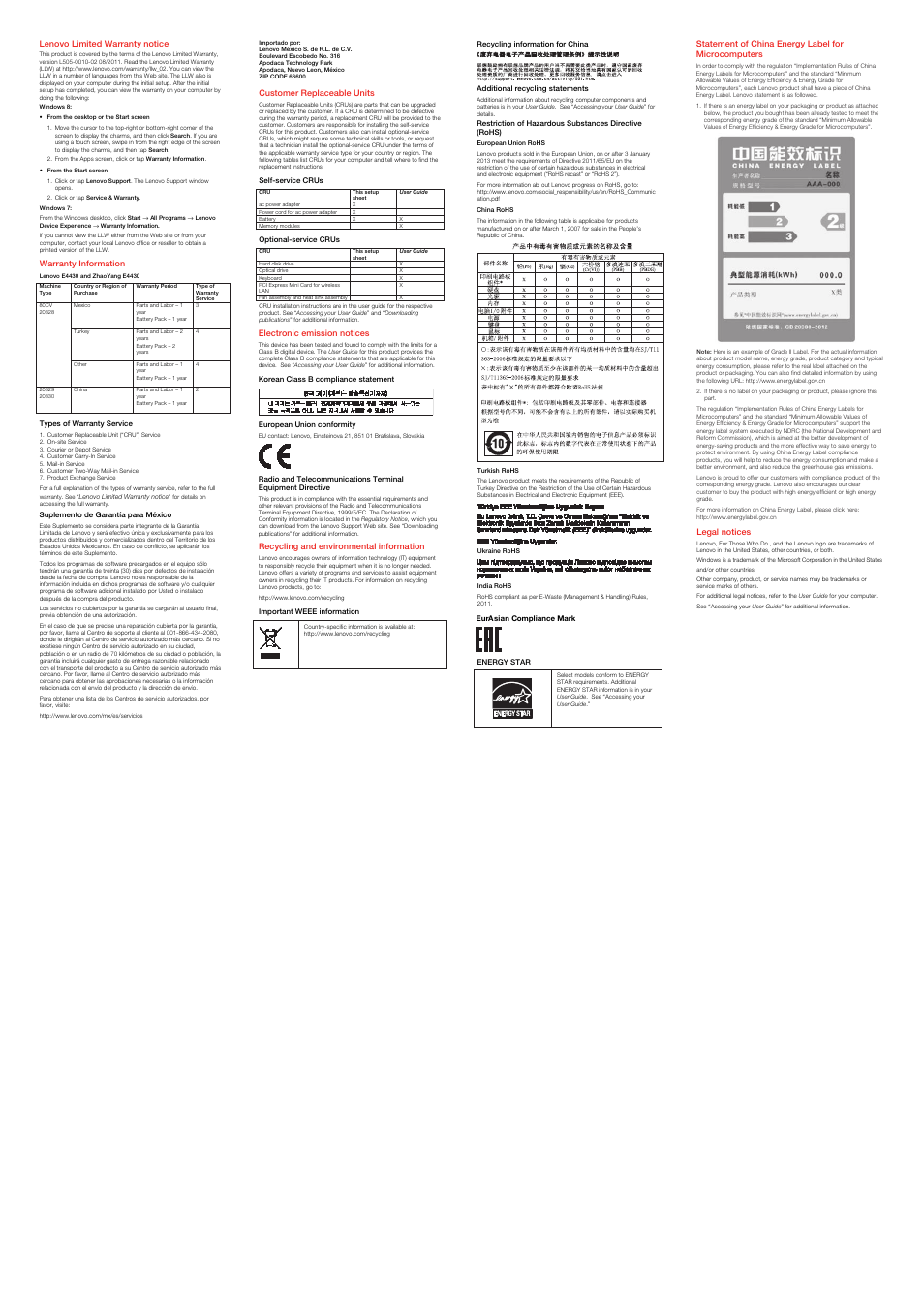 Lenovo E4430 User Manual | Page 2 / 2