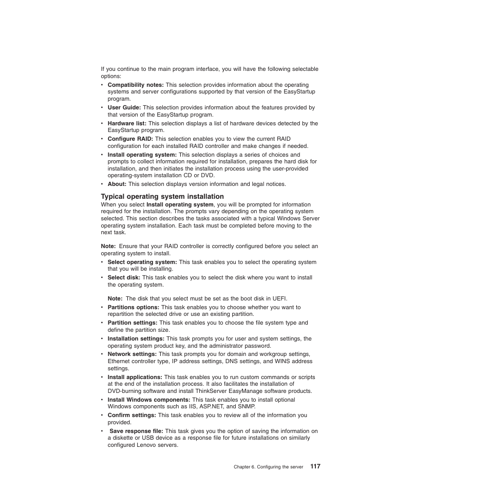 Typical operating system installation | Lenovo ThinkServer TD200x User Manual | Page 133 / 214