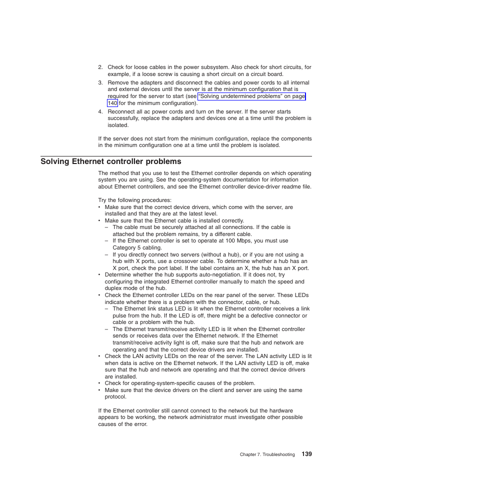 Solving ethernet controller problems | Lenovo ThinkServer TD200x User Manual | Page 155 / 214