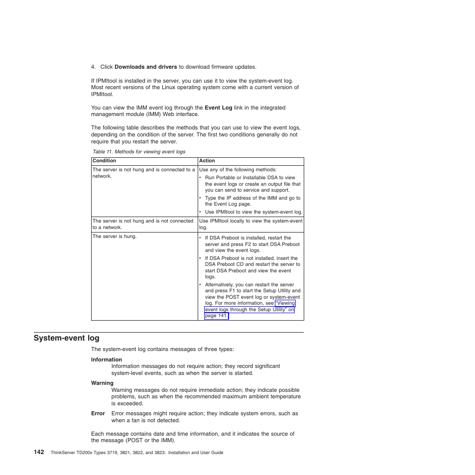 System-event log | Lenovo ThinkServer TD200x User Manual | Page 158 / 214
