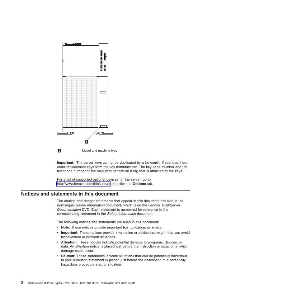 Notices and statements in this document | Lenovo ThinkServer TD200x User Manual | Page 18 / 214