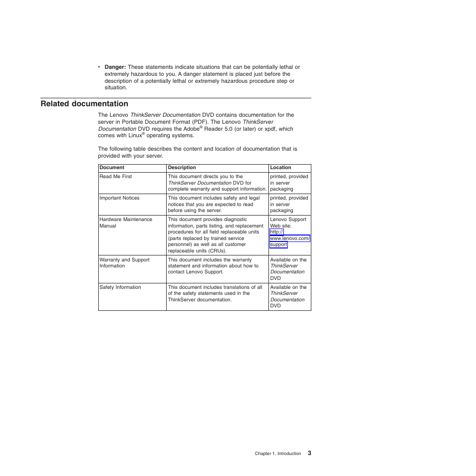 Related documentation | Lenovo ThinkServer TD200x User Manual | Page 19 / 214