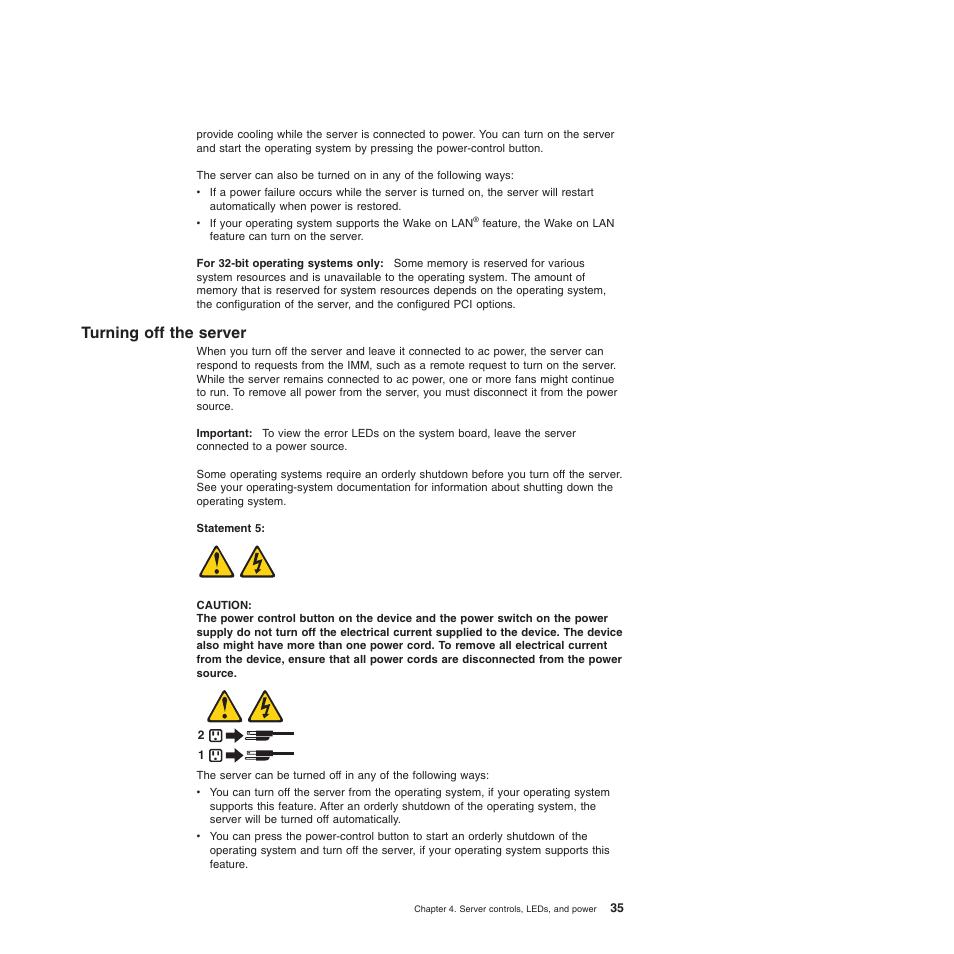Turning off the server | Lenovo ThinkServer TD200x User Manual | Page 51 / 214