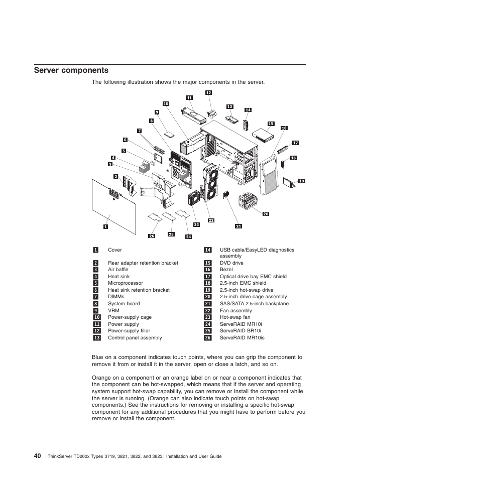 Server components | Lenovo ThinkServer TD200x User Manual | Page 56 / 214