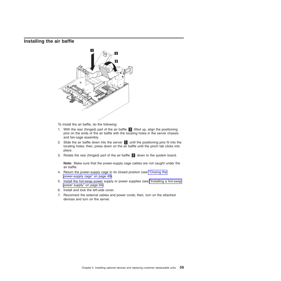 Installing the air baffle | Lenovo ThinkServer TD200x User Manual | Page 75 / 214