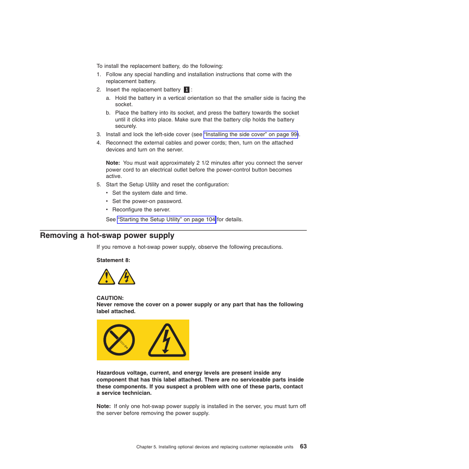 Removing a hot-swap power supply | Lenovo ThinkServer TD200x User Manual | Page 79 / 214