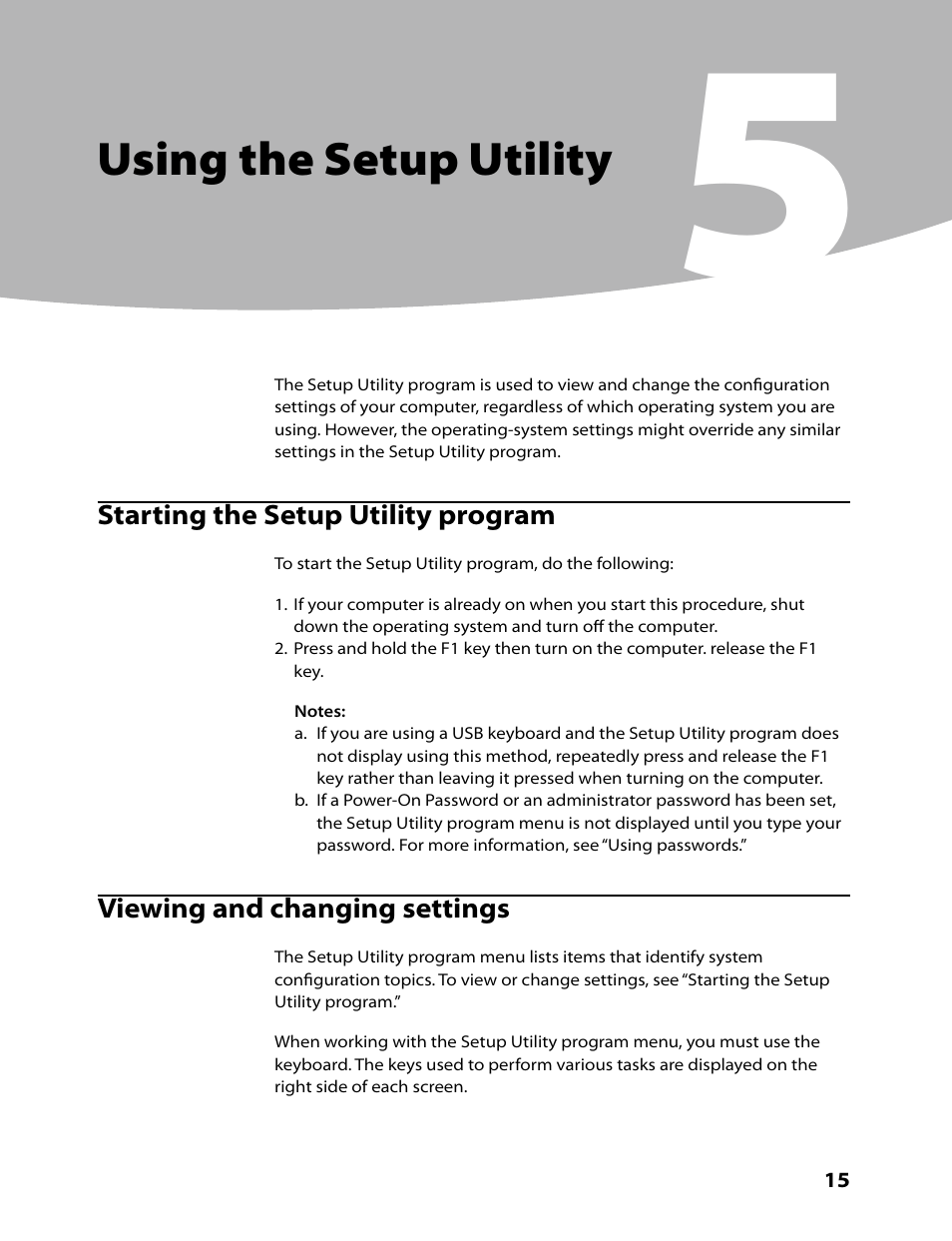 Using the setup utility | Lenovo IdeaCentre B305 User Manual | Page 17 / 64