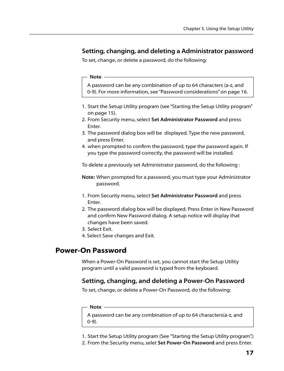 Power-on password | Lenovo IdeaCentre B305 User Manual | Page 19 / 64