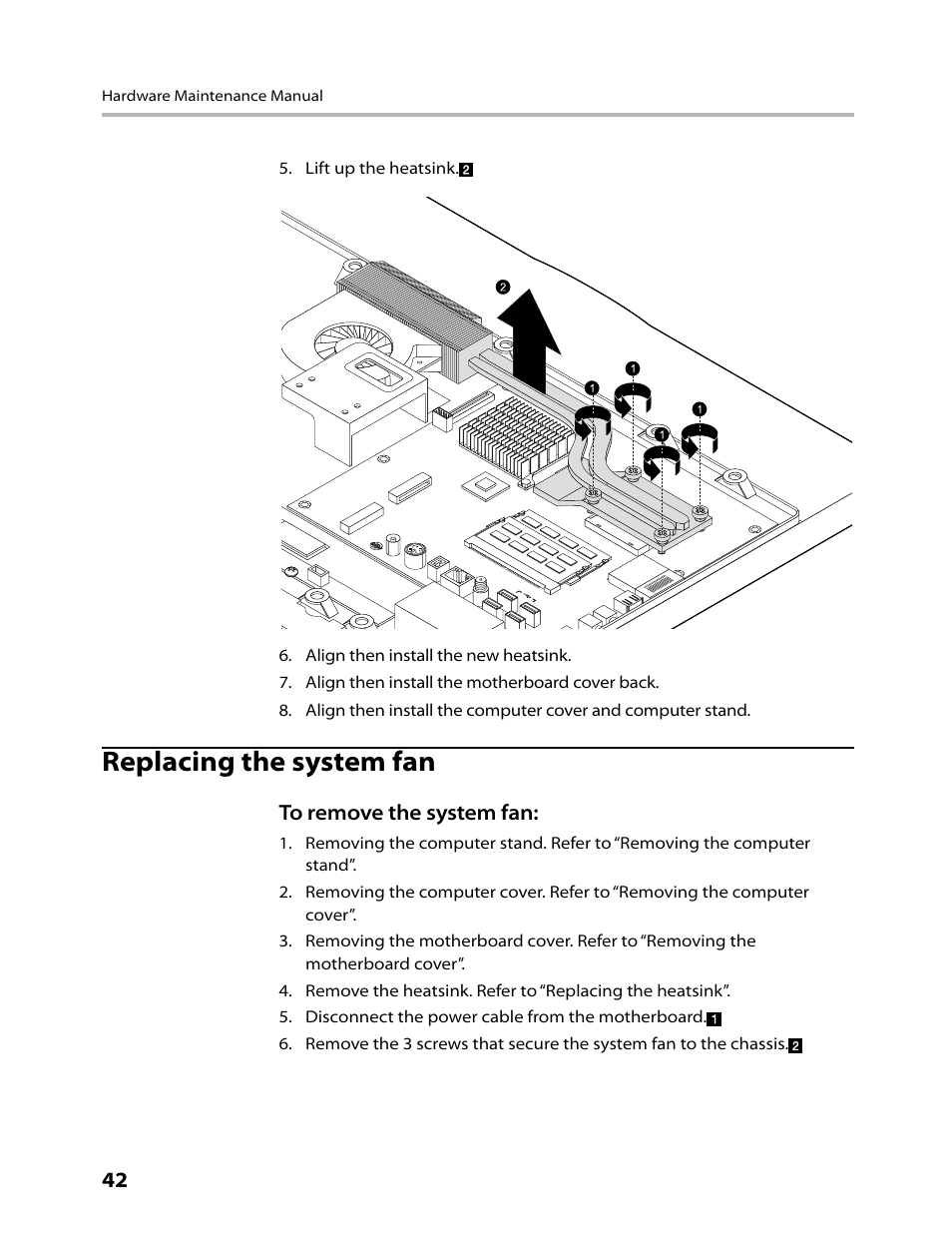 Replacing the system fan | Lenovo IdeaCentre B305 User Manual | Page 44 / 64