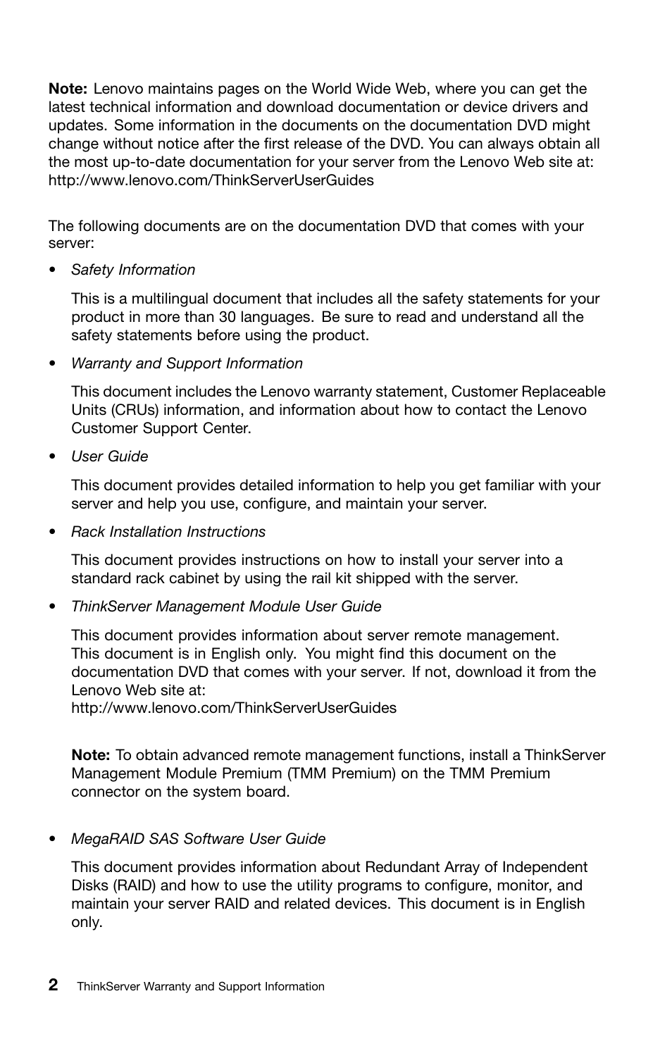 Lenovo ThinkServer RD530 User Manual | Page 10 / 36