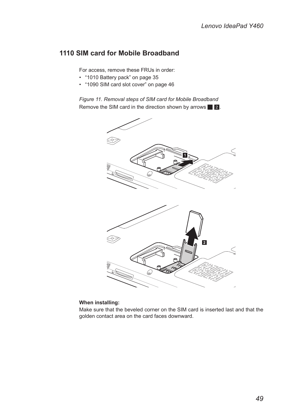 1110 sim card for mobile broadband | Lenovo IdeaPad Y460 User Manual | Page 53 / 97