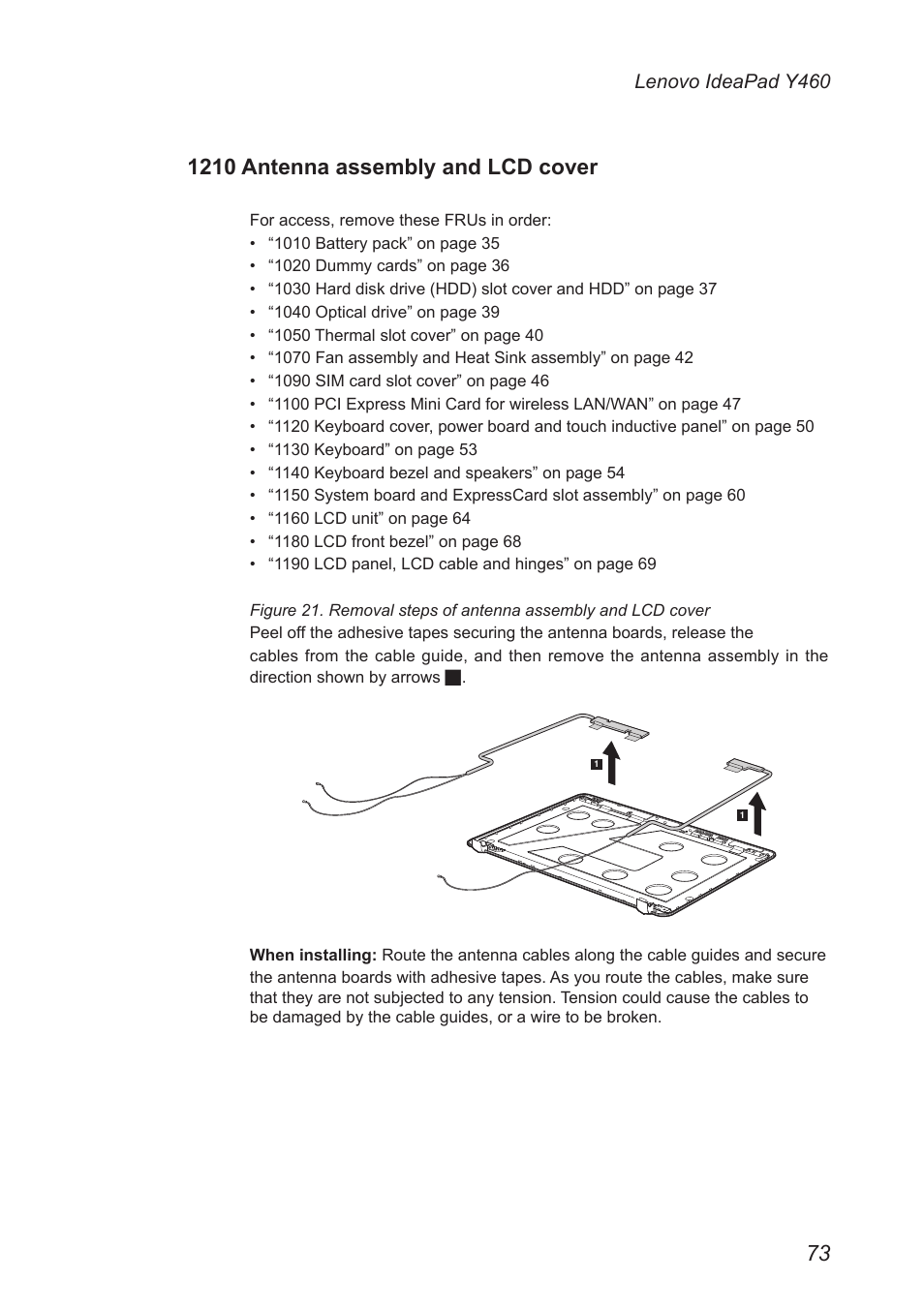 1210 antenna assembly and lcd cover | Lenovo IdeaPad Y460 User Manual | Page 77 / 97