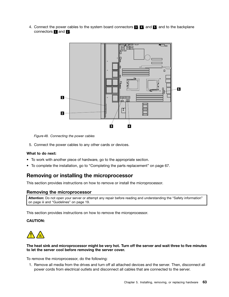 Removing or installing the microprocessor, Removing the microprocessor | Lenovo ThinkServer RD230 User Manual | Page 75 / 134