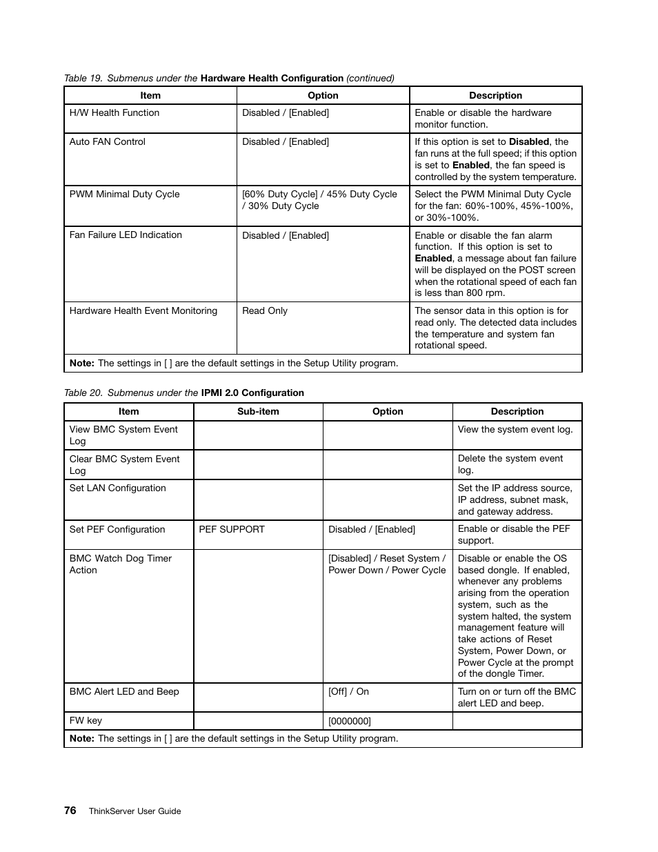 Submenus under the ipmi 2.0 configuration | Lenovo ThinkServer RD230 User Manual | Page 88 / 134