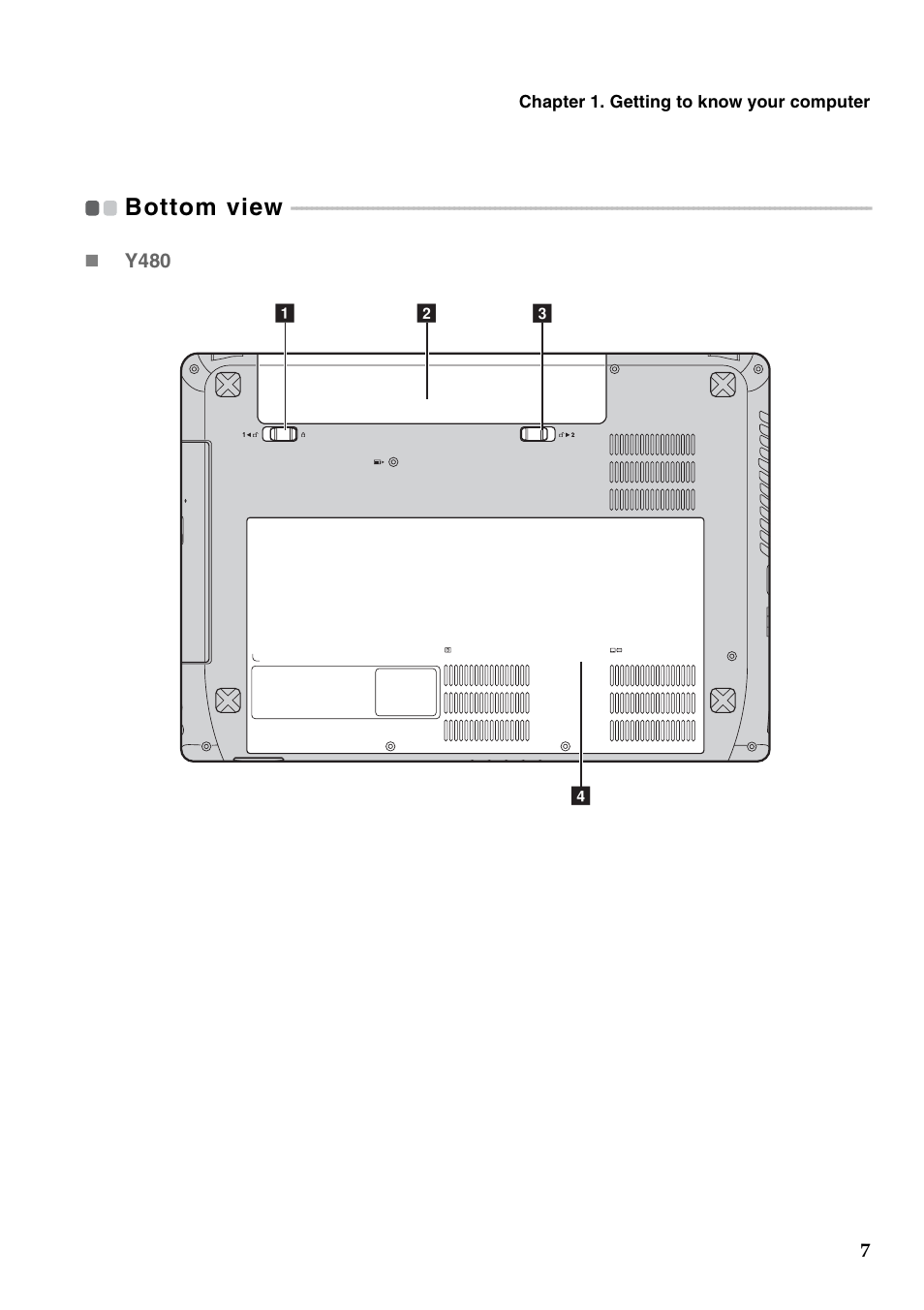 Bottom view | Lenovo IdeaPad Y480 User Manual | Page 11 / 48