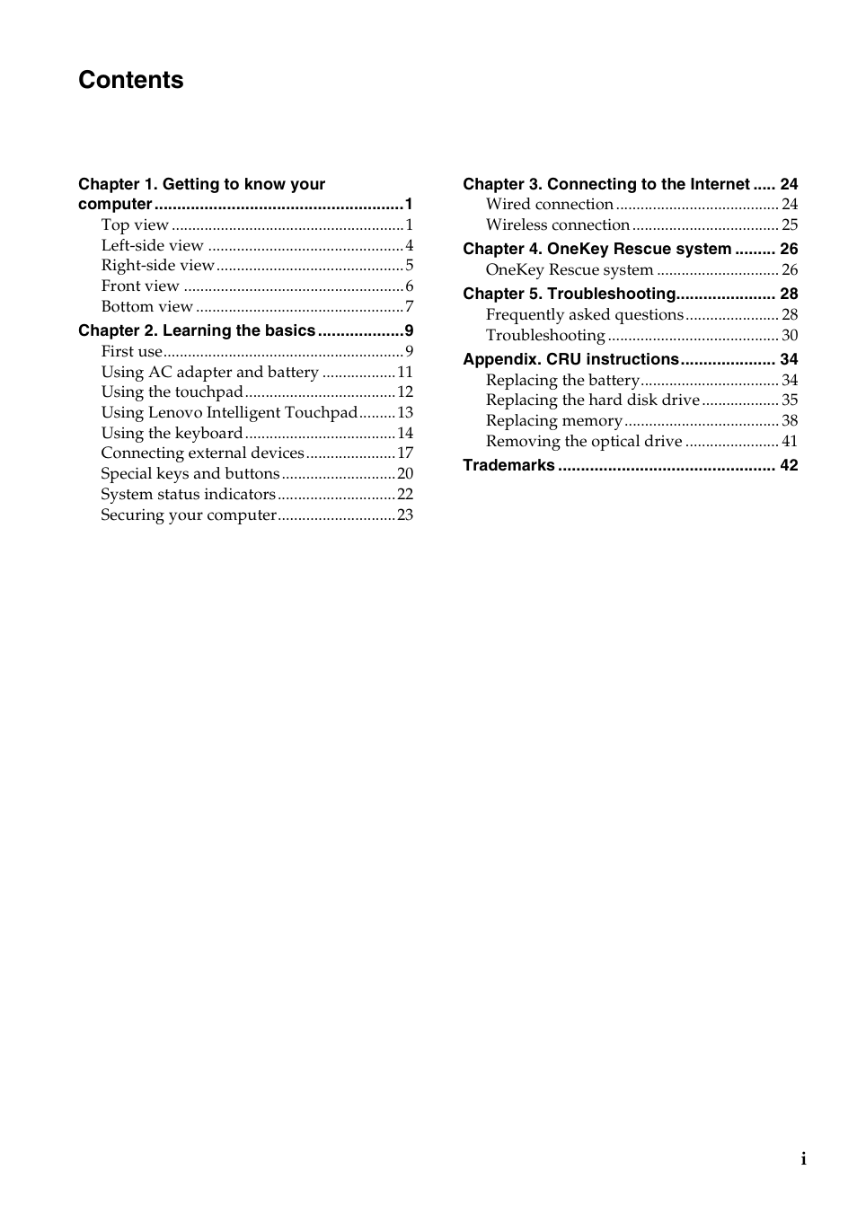 Lenovo IdeaPad Y480 User Manual | Page 3 / 48