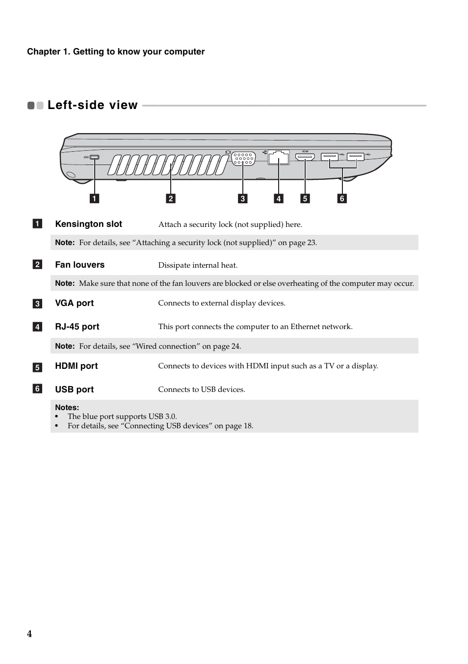 Left-side view | Lenovo IdeaPad Y480 User Manual | Page 8 / 48