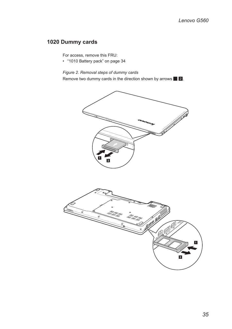 1020 dummy cards, Lenovo g560 | Lenovo G560 Notebook User Manual | Page 39 / 90