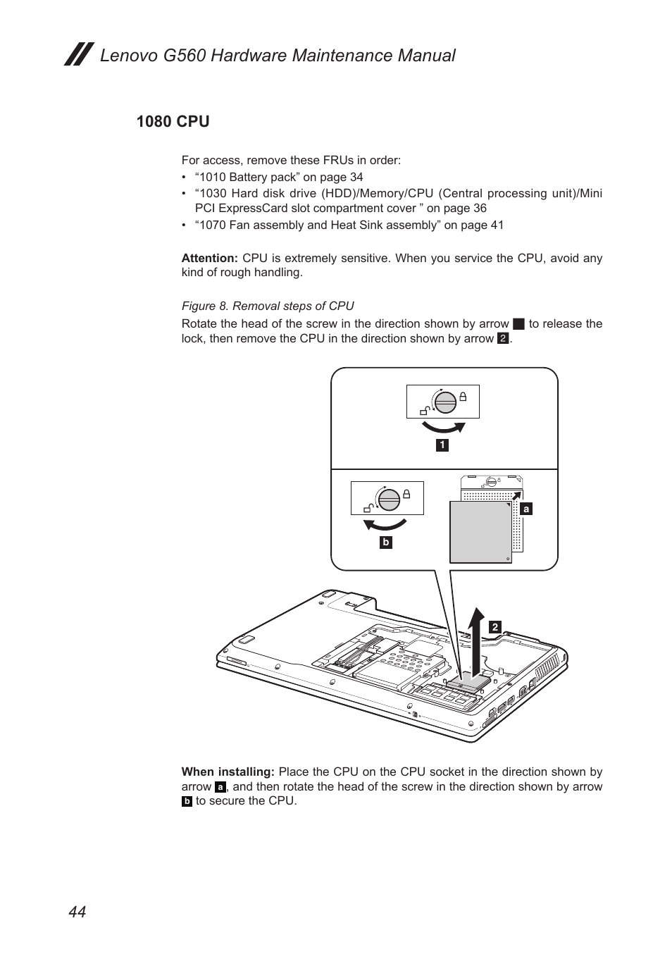 1080 cpu, Lenovo g560 hardware maintenance manual | Lenovo G560 Notebook User Manual | Page 48 / 90