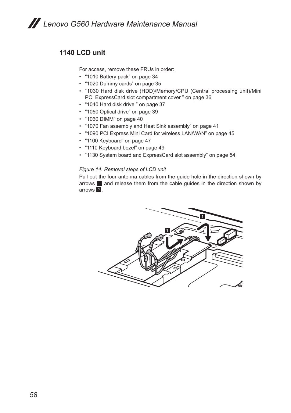 1140 lcd unit, Lenovo g560 hardware maintenance manual | Lenovo G560 Notebook User Manual | Page 62 / 90