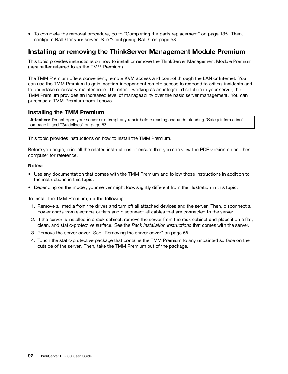 Lenovo ThinkServer RD530 User Manual | Page 104 / 174