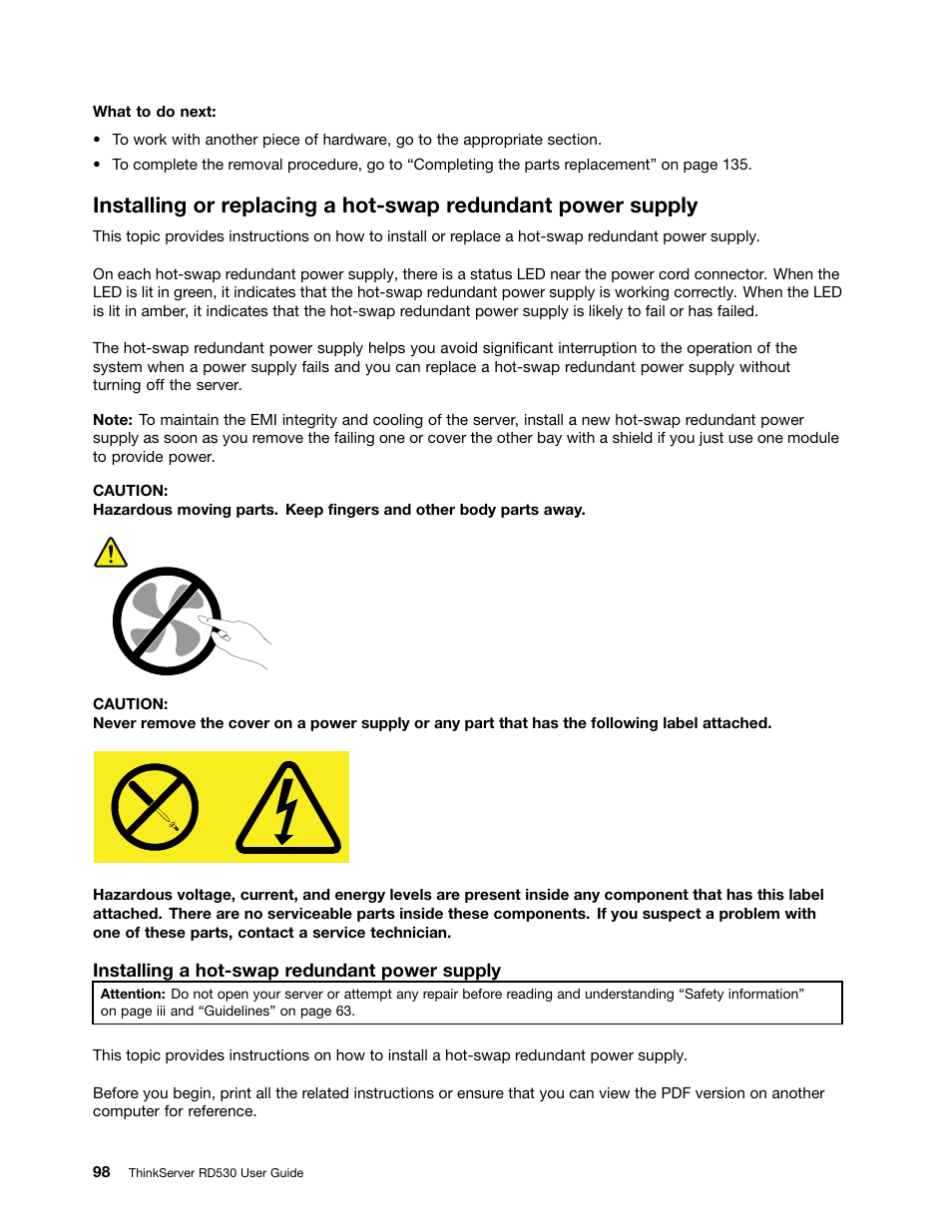 Lenovo ThinkServer RD530 User Manual | Page 110 / 174