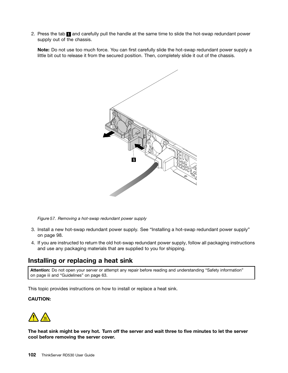 Installing or replacing a heat sink | Lenovo ThinkServer RD530 User Manual | Page 114 / 174