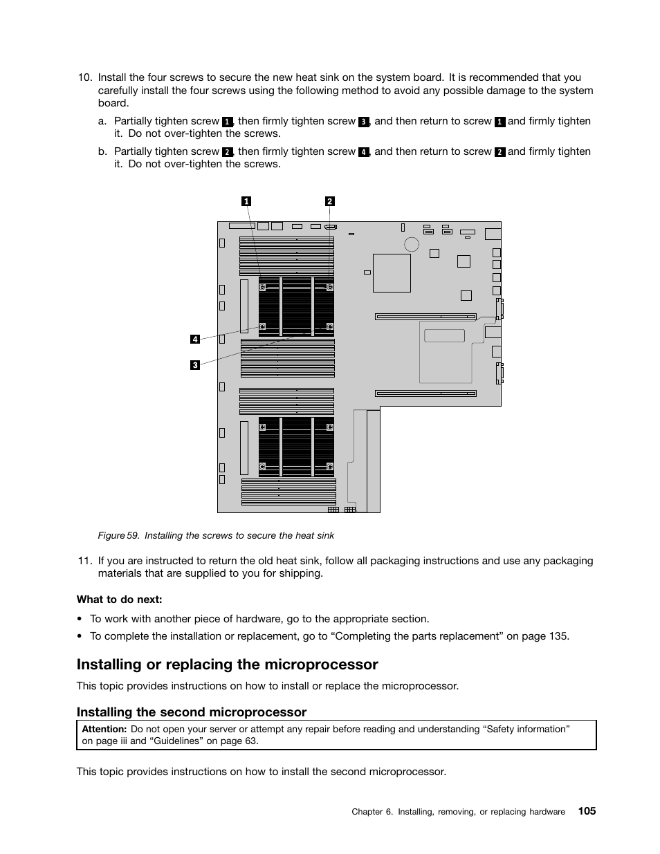 Installing or replacing the microprocessor, Installing the second microprocessor | Lenovo ThinkServer RD530 User Manual | Page 117 / 174