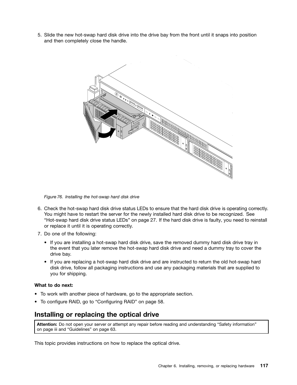 Installing or replacing the optical drive | Lenovo ThinkServer RD530 User Manual | Page 129 / 174