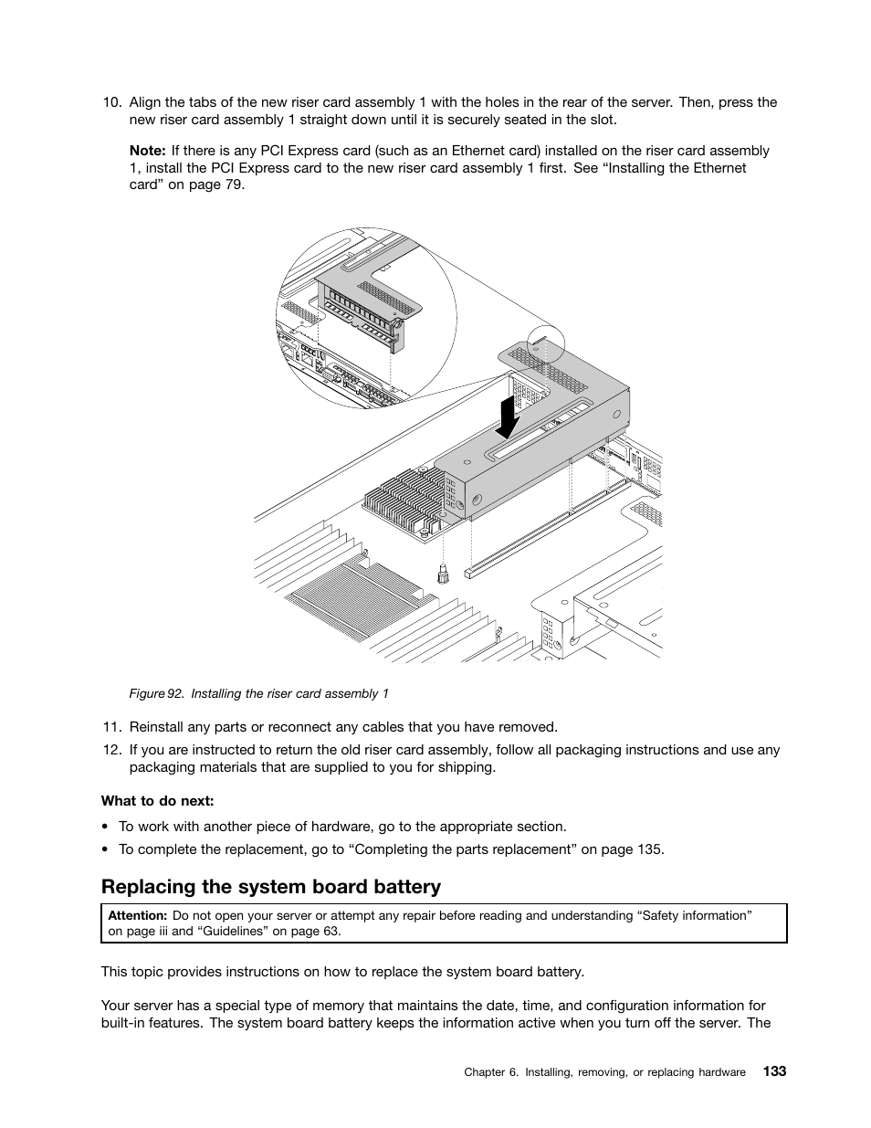 Replacing the system board battery | Lenovo ThinkServer RD530 User Manual | Page 145 / 174