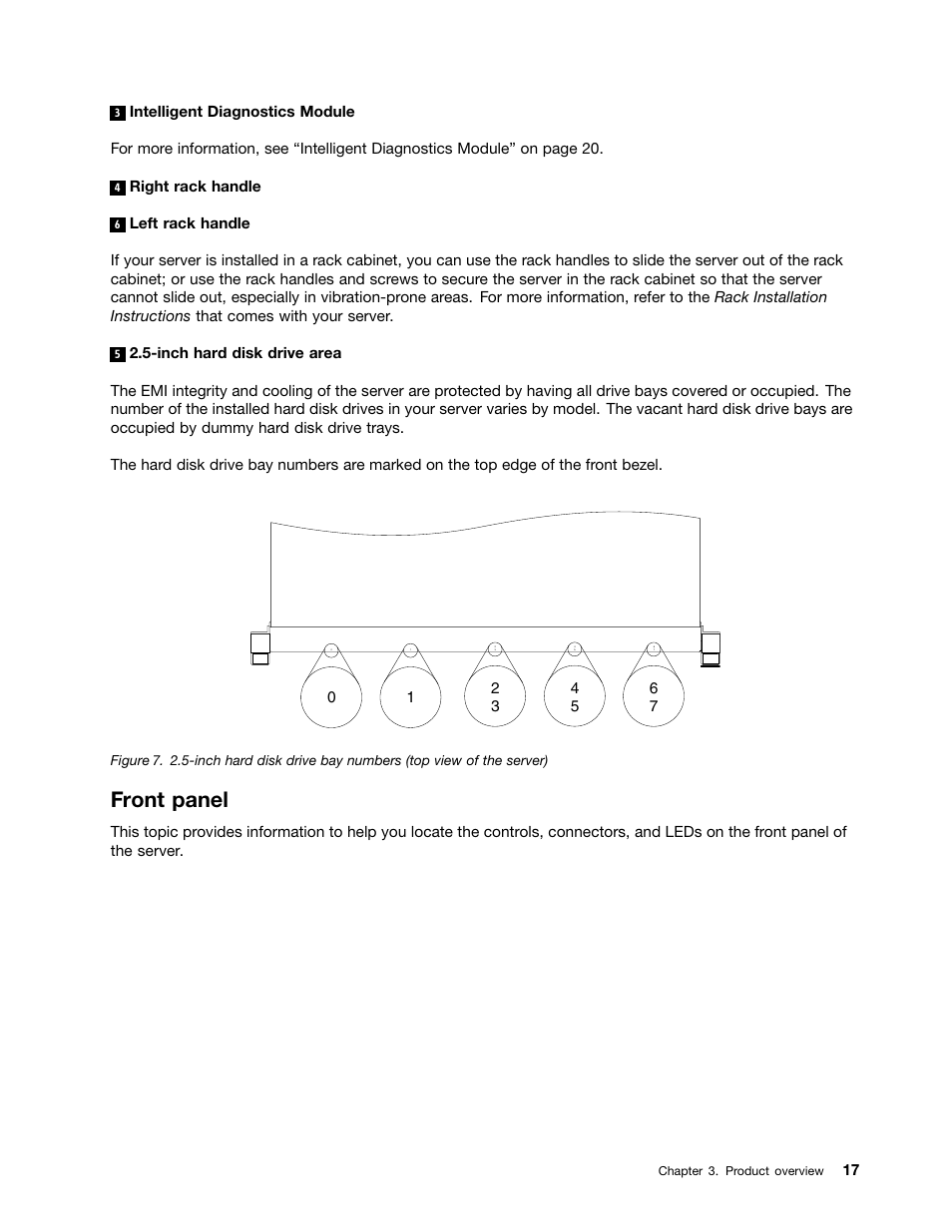 Front panel | Lenovo ThinkServer RD530 User Manual | Page 29 / 174