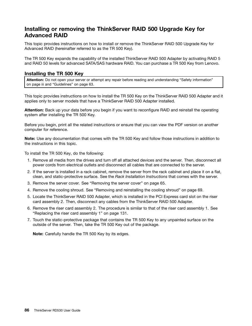 Lenovo ThinkServer RD530 User Manual | Page 98 / 174