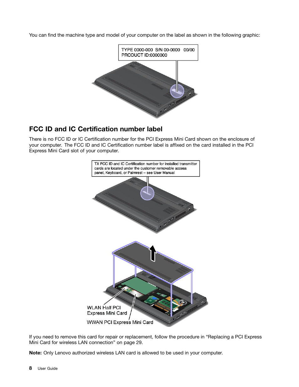 Fcc id and ic certification number label | Lenovo ThinkPad X131e Chromebook User Manual | Page 22 / 80