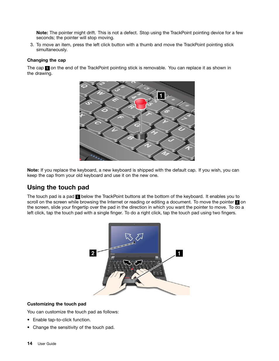 Using the touch pad | Lenovo ThinkPad X131e Chromebook User Manual | Page 28 / 80