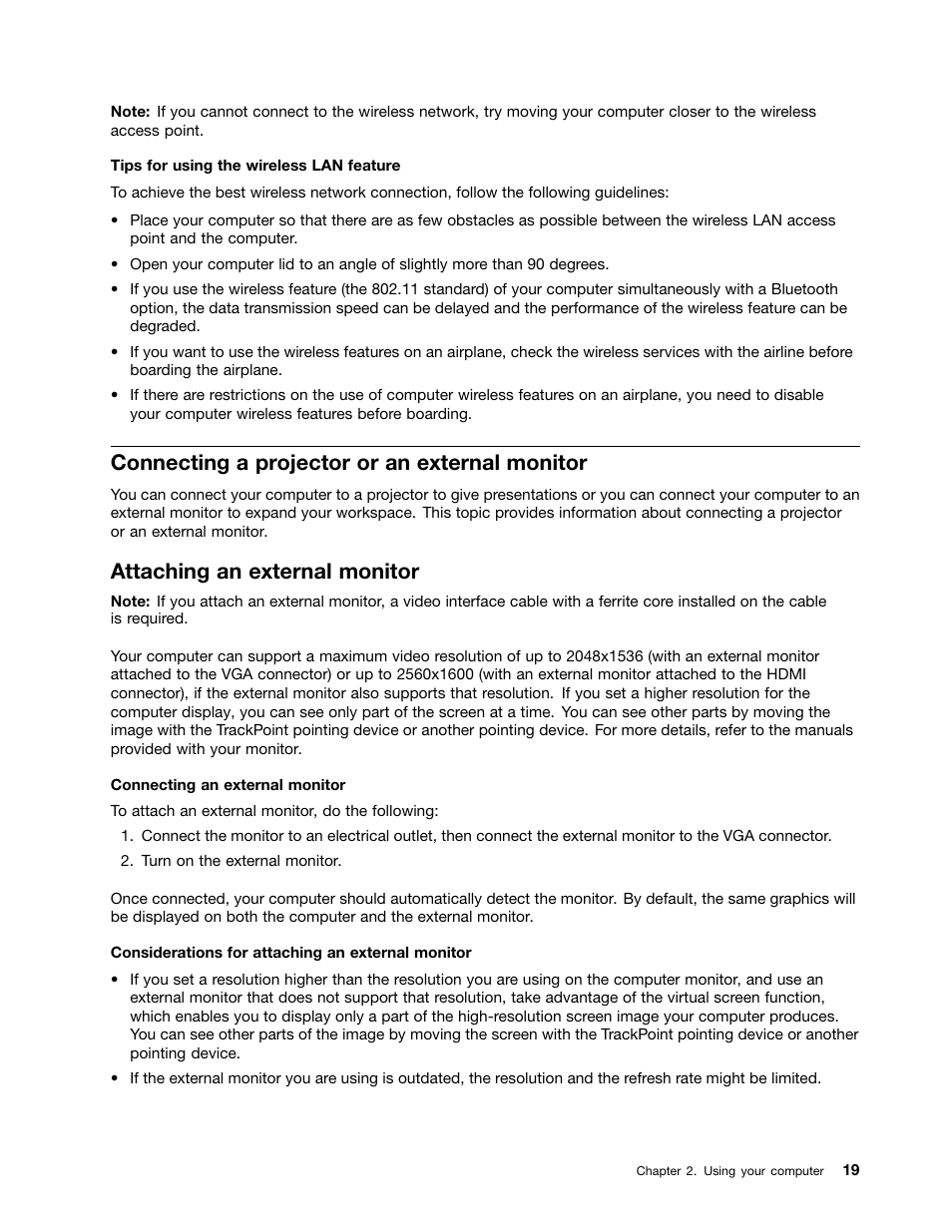 Connecting a projector or an external monitor, Attaching an external monitor | Lenovo ThinkPad X131e Chromebook User Manual | Page 33 / 80