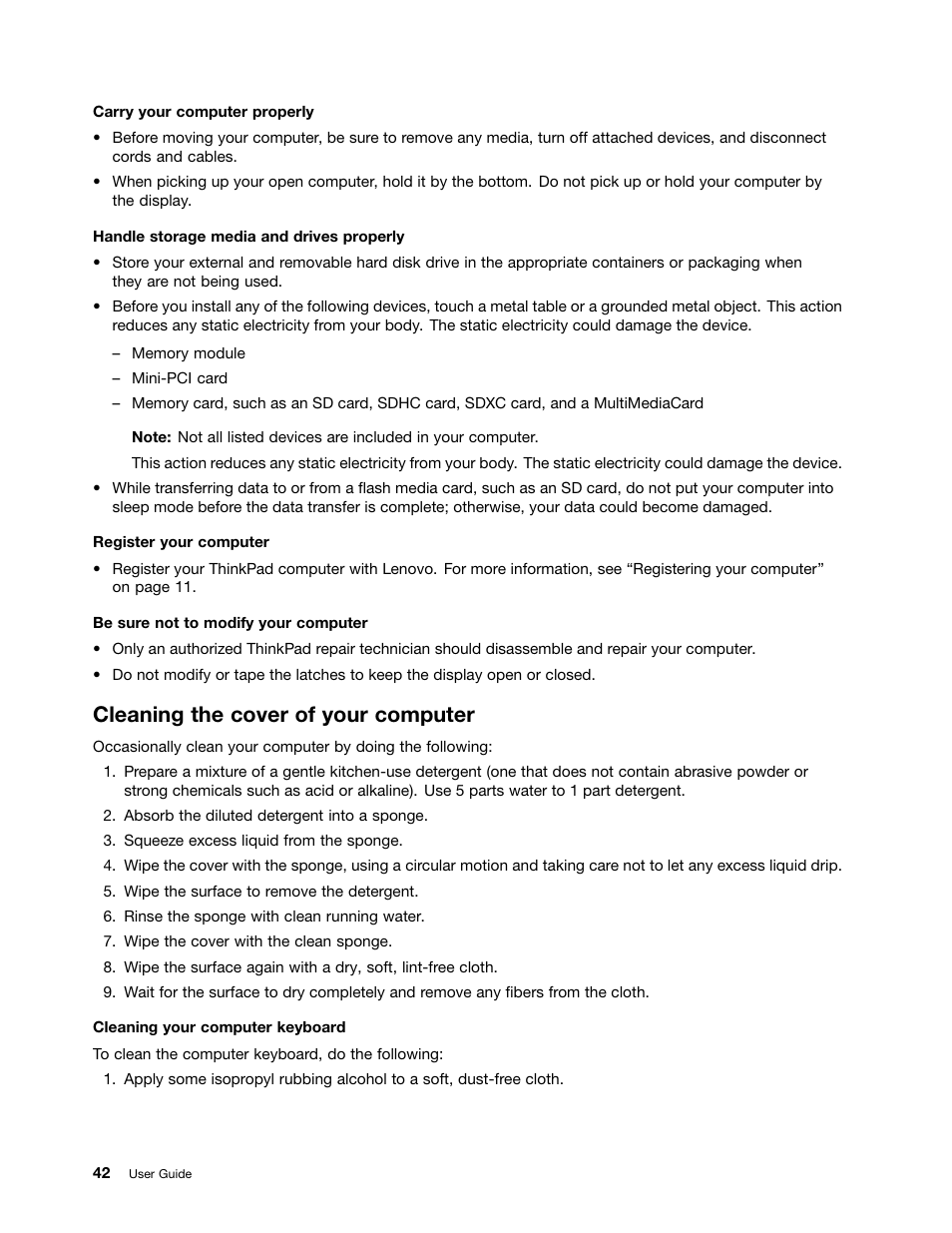 Cleaning the cover of your computer | Lenovo ThinkPad X131e Chromebook User Manual | Page 56 / 80