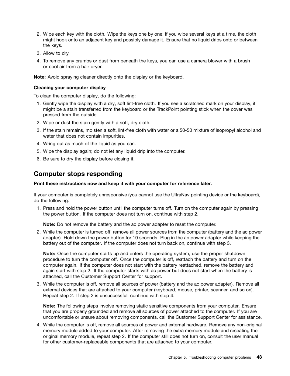 Computer stops responding | Lenovo ThinkPad X131e Chromebook User Manual | Page 57 / 80