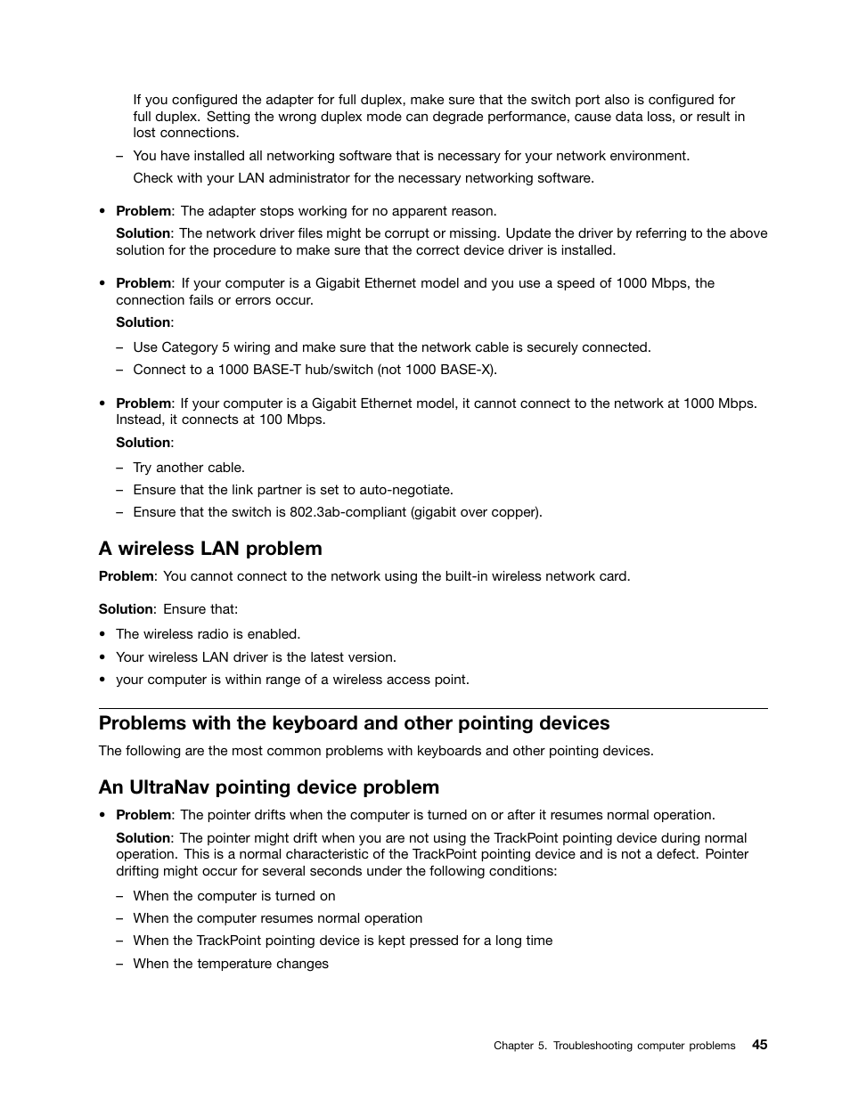 A wireless lan problem, An ultranav pointing device problem | Lenovo ThinkPad X131e Chromebook User Manual | Page 59 / 80