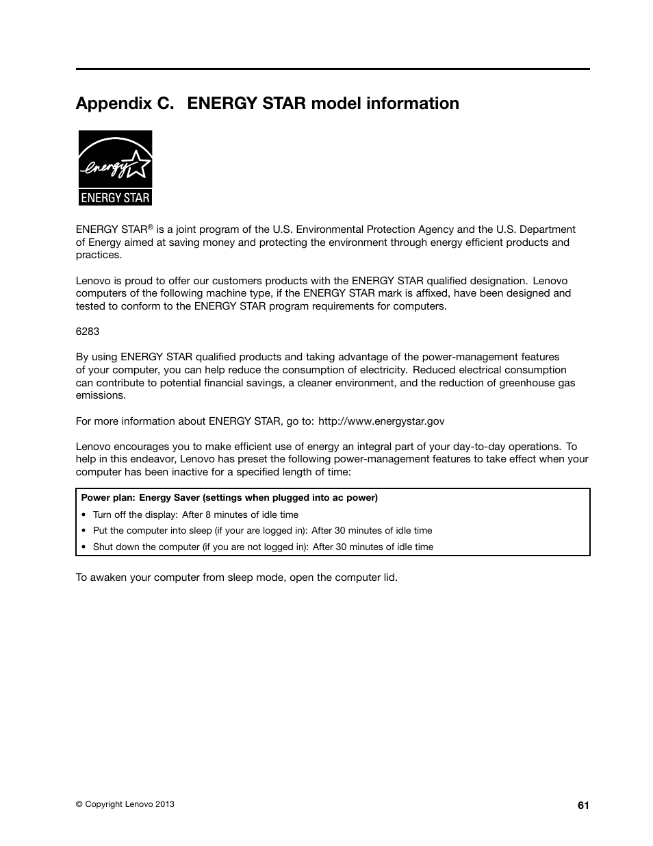 Appendix c. energy star model information | Lenovo ThinkPad X131e Chromebook User Manual | Page 75 / 80