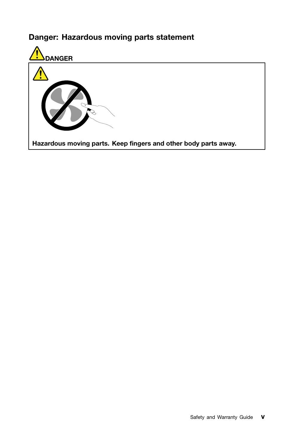 Danger: hazardous moving parts statement | Lenovo ThinkPad T420i User Manual | Page 7 / 50