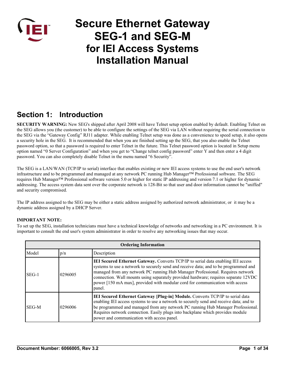 American International Electric SEG-M User Manual | 34 pages