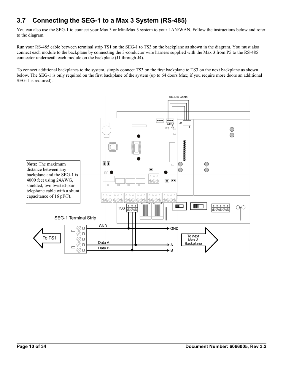 7 connecting the seg-1 to a max 3 system (rs-485) | American International Electric SEG-M User Manual | Page 10 / 34