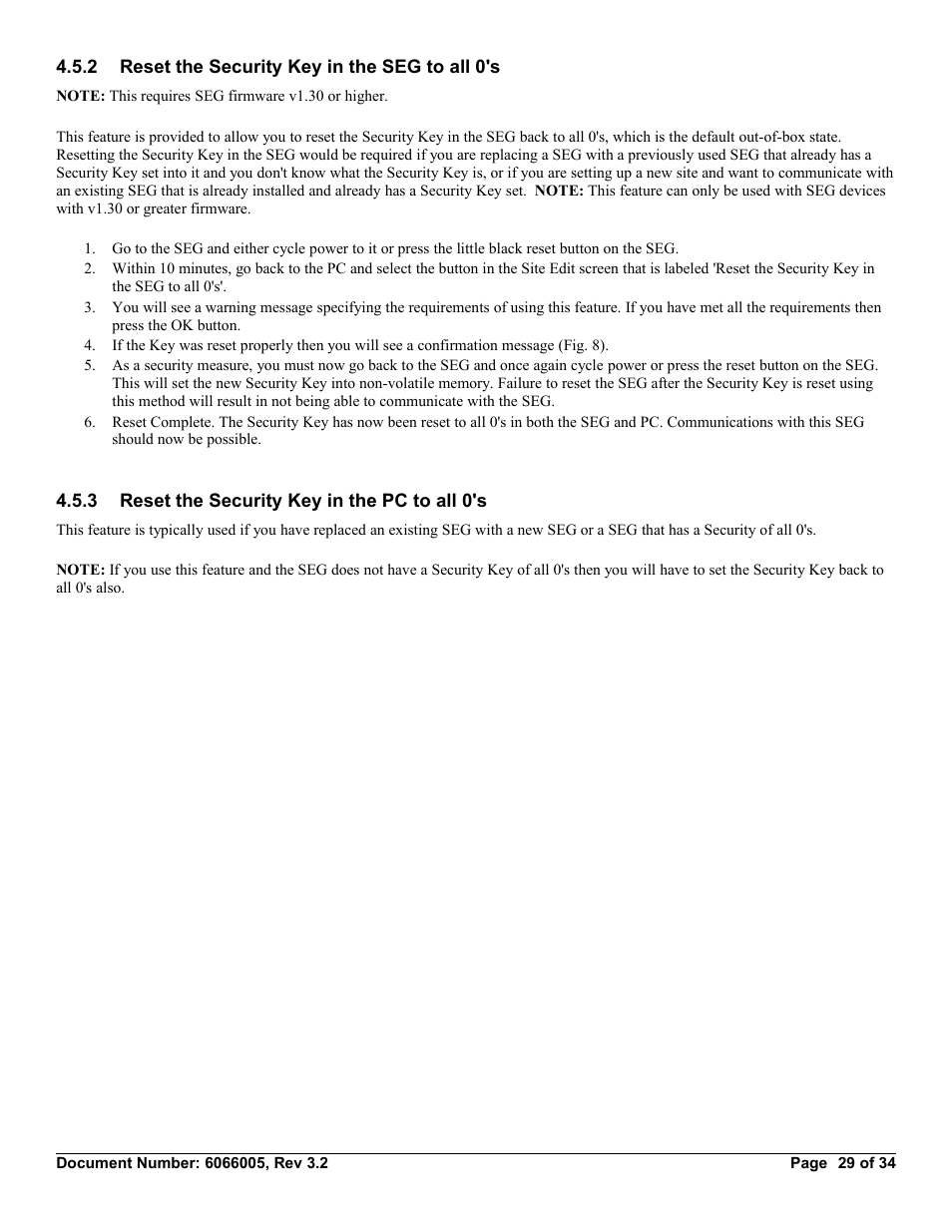 2 reset the security key in the seg to all 0's, 3 reset the security key in the pc to all 0's | American International Electric SEG-M User Manual | Page 29 / 34