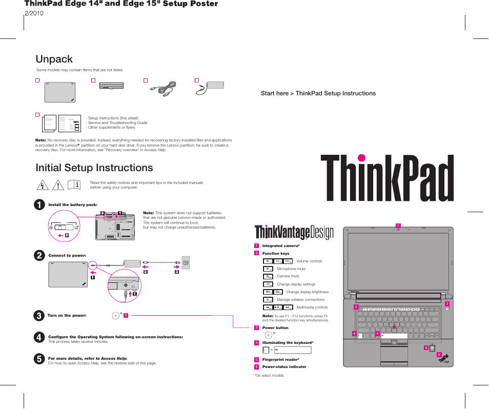 Lenovo ThinkPad Edge E40 User Manual | 2 pages