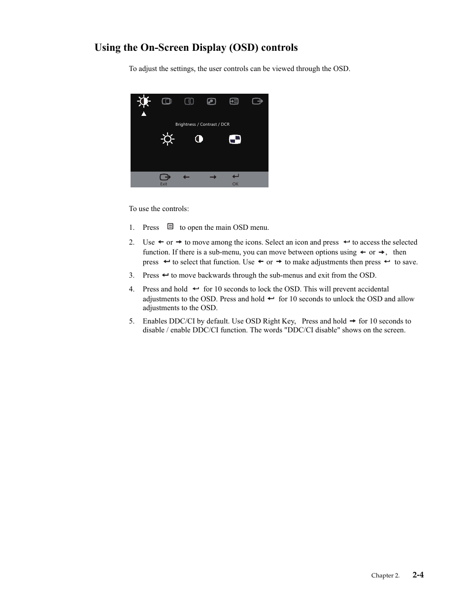 Using the on-screen display (osd) controls | Lenovo ThinkVision LT2934z 29-inch Panorama AH-IPS WLED Backlit LCD VoIP Professional Monitor User Manual | Page 23 / 46
